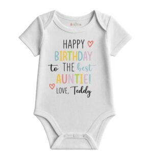 Alternative view of Happy Birthday to the Best Auntie Baby Bodysuit – Colourful Celebration Design
