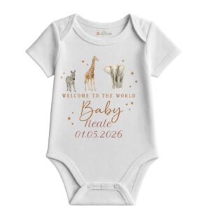 Alternative view of Welcome to the World Baby Bodysuit – Safari Animal Design