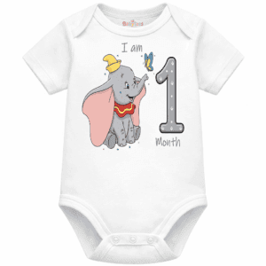 personalised baby bodysuit elephant month