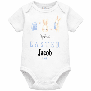 personalised baby sleepsuit first easter