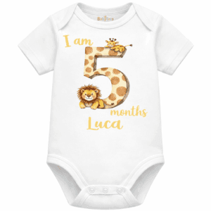 personalised baby bodysuit safari month