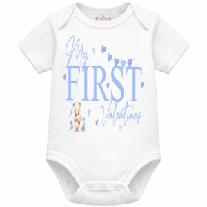 personalised baby bodysuit first valentines teddy
