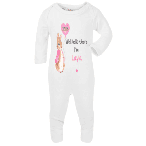 personalised baby bodysuit well hello there