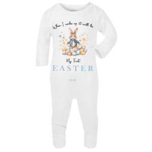 personalised baby sleepsuit first easter