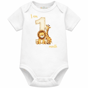 personalised baby bodysuit safari month