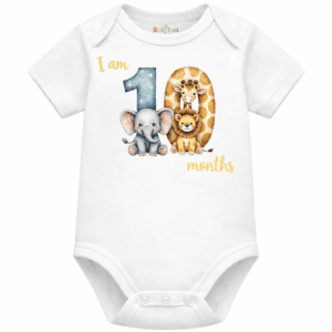 personalised baby bodysuit safari month