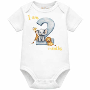 personalised baby bodysuit safari month
