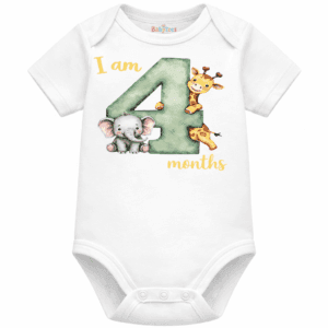 personalised baby bodysuit safari month