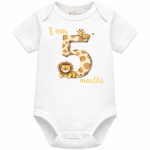 personalised baby bodysuit safari month