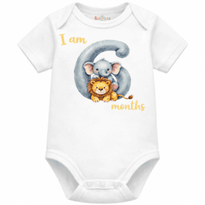 personalised baby bodysuit safari month