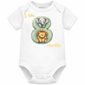 personalised baby bodysuit safari month