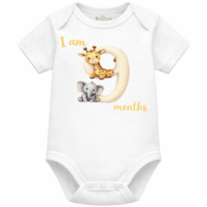 personalised baby bodysuit safari month