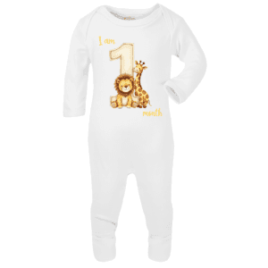 personalised baby bodysuit safari month