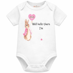 personalised baby bodysuit well hello there