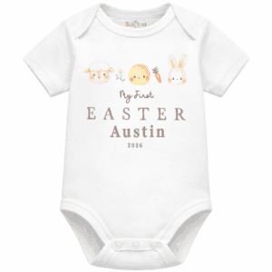 personalised baby sleepsuit first easter