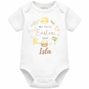 personalised baby sleepsuit first easter