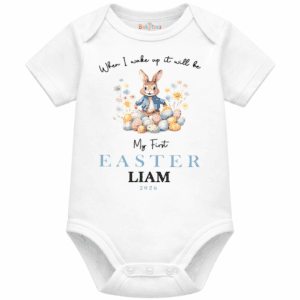 personalised baby sleepsuit first easter