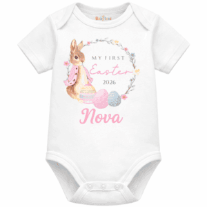 personalised baby sleepsuit first easter