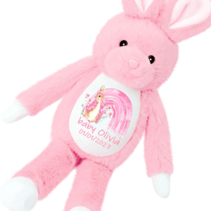 Alternative view of Personalised Teddy Bear with Llama & Rainbow – Pink Bunny Plush (Tummi Bears Littles®)