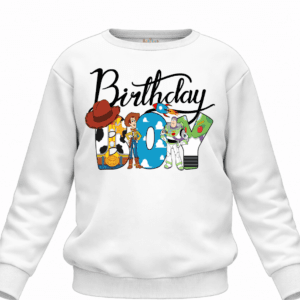 personalised kids birthday t shirt cowboy and space ranger cartoon design age 1 to 4